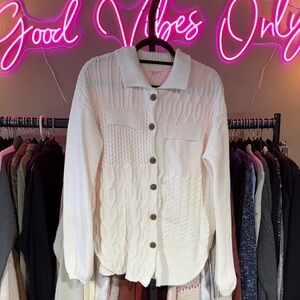 Tribal White Cable Knit Cardigan NWOT